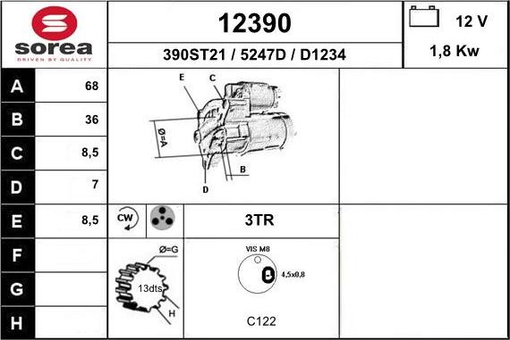 EAI 12390 - Starter autospares.lv