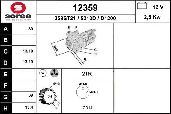 EAI 12359 - Starter autospares.lv