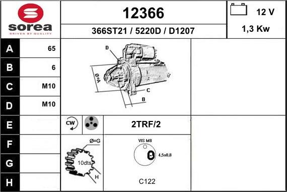 EAI 12366 - Starter autospares.lv