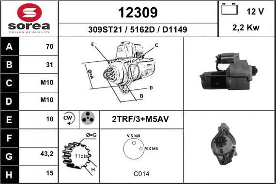 EAI 12309 - Starter autospares.lv