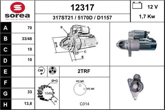 EAI 12317 - Starter autospares.lv