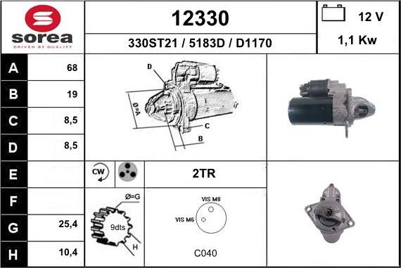 EAI 12330 - Starter autospares.lv