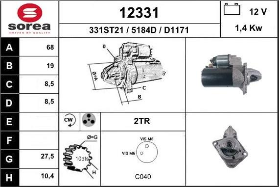 EAI 12331 - Starter autospares.lv