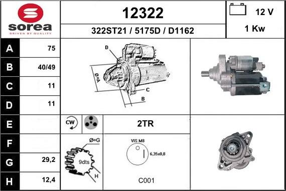 EAI 12322 - Starter autospares.lv