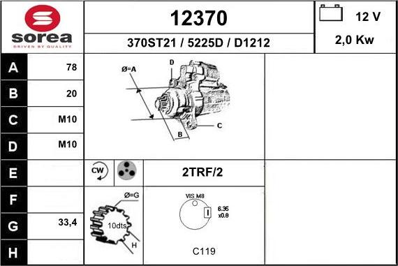 EAI 12370 - Starter autospares.lv