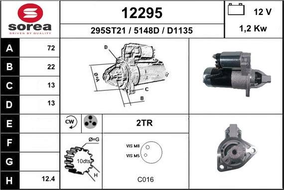 EAI 12295 - Starter autospares.lv