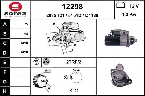 EAI 12298 - Starter autospares.lv