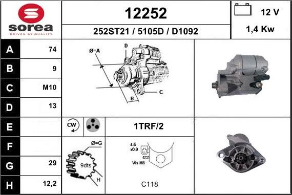 EAI 12252 - Starter autospares.lv