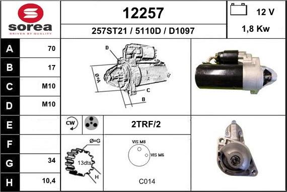 EAI 12257 - Starter autospares.lv