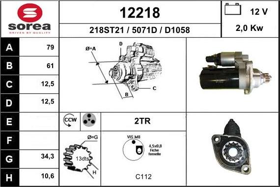 EAI 12218 - Starter autospares.lv