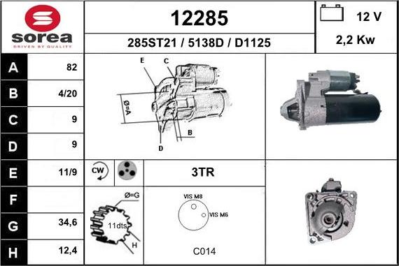 EAI 12285 - Starter autospares.lv