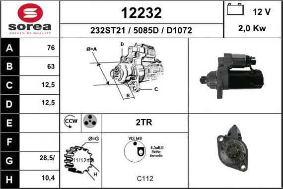 EAI 12232 - Starter autospares.lv