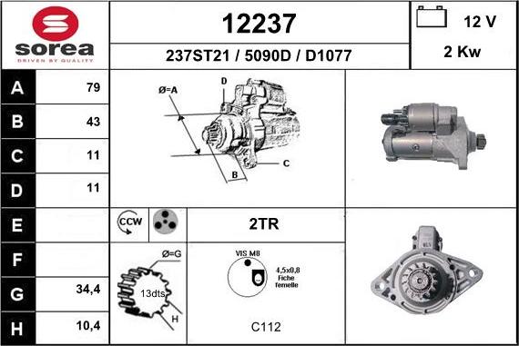 EAI 12237 - Starter autospares.lv