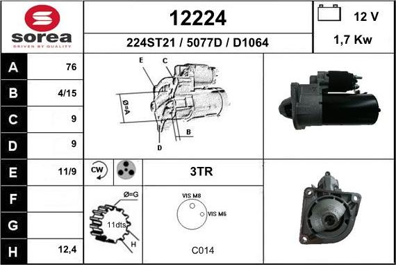 EAI 12224 - Starter autospares.lv