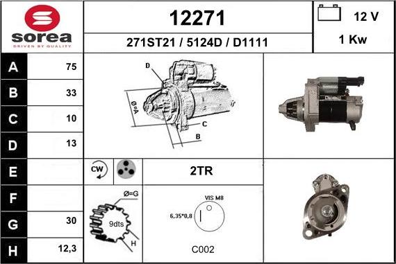 EAI 12271 - Starter autospares.lv