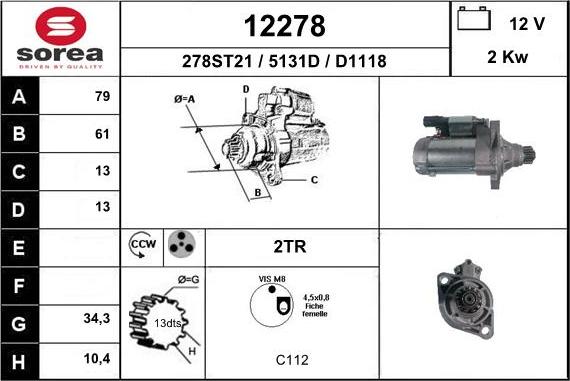 EAI 12278 - Starter autospares.lv