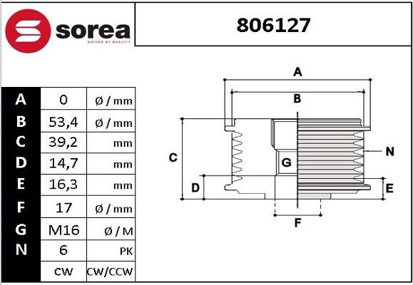 EAI 806127 - Pulley, alternator, freewheel clutch autospares.lv