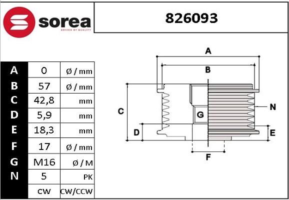 EAI 826093 - Pulley, alternator, freewheel clutch autospares.lv