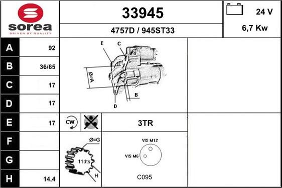EAI 33945 - Starter autospares.lv