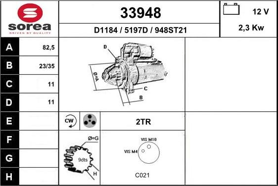 EAI 33948 - Starter autospares.lv