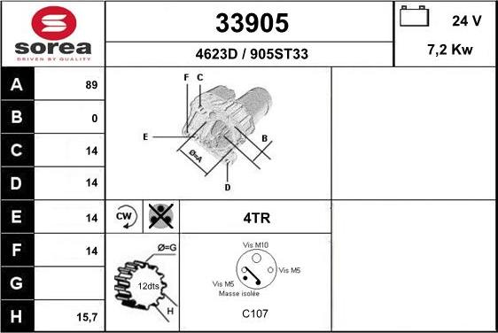 EAI 33905 - Starter autospares.lv