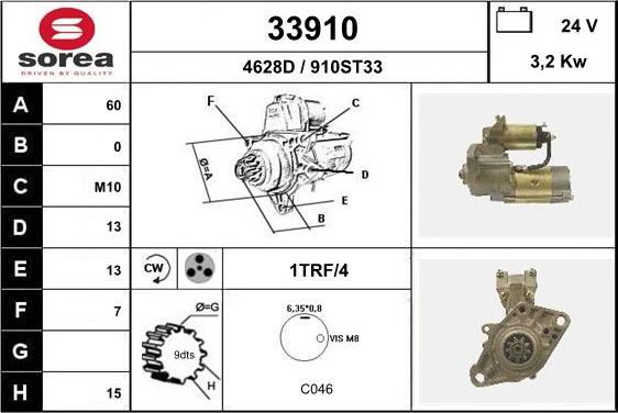 EAI 33910 - Starter autospares.lv