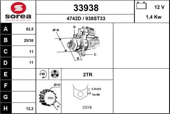 EAI 33938 - Starter autospares.lv