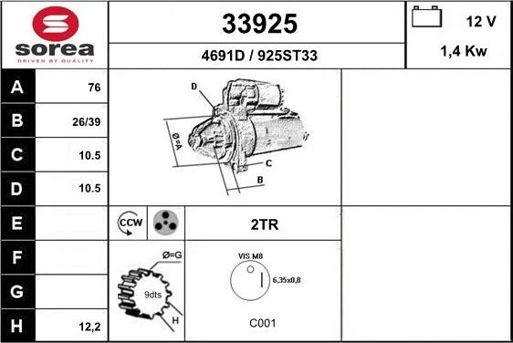 EAI 33925 - Starter autospares.lv