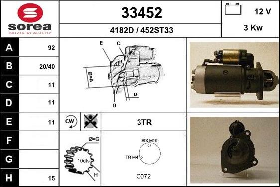 EAI 33452 - Starter autospares.lv