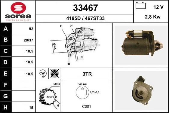 EAI 33467 - Starter autospares.lv