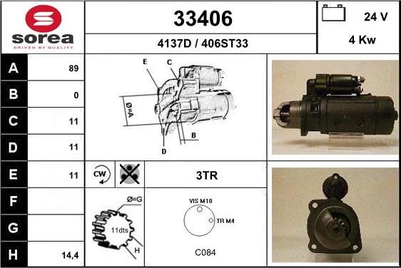 EAI 33406 - Starter autospares.lv