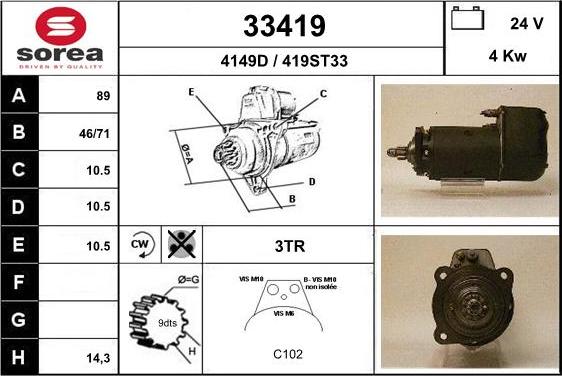 EAI 33419 - Starter autospares.lv