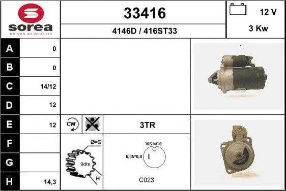 EAI 33416 - Starter autospares.lv