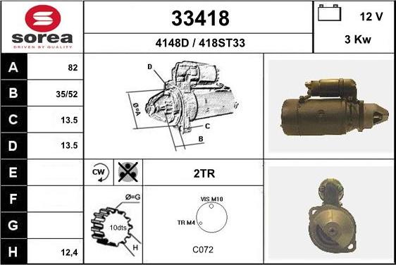 EAI 33418 - Starter autospares.lv