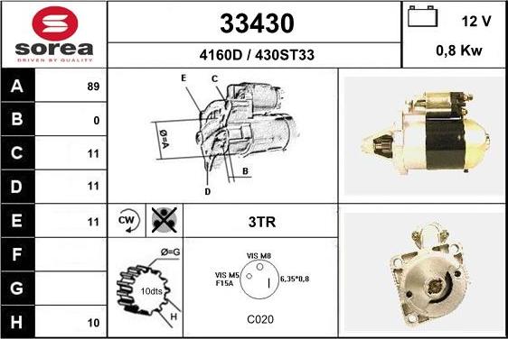 EAI 33430 - Starter autospares.lv