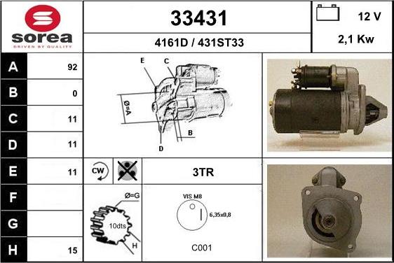 EAI 33431 - Starter autospares.lv