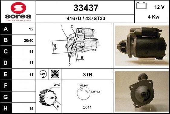 EAI 33437 - Starter autospares.lv