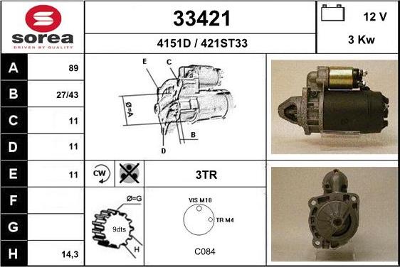 EAI 33421 - Starter autospares.lv