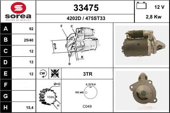 EAI 33475 - Starter autospares.lv