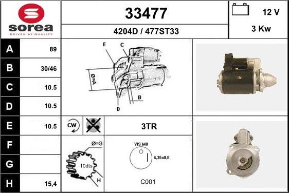 EAI 33477 - Starter autospares.lv