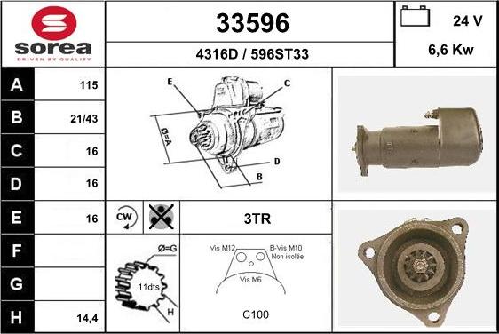 EAI 33596 - Starter autospares.lv