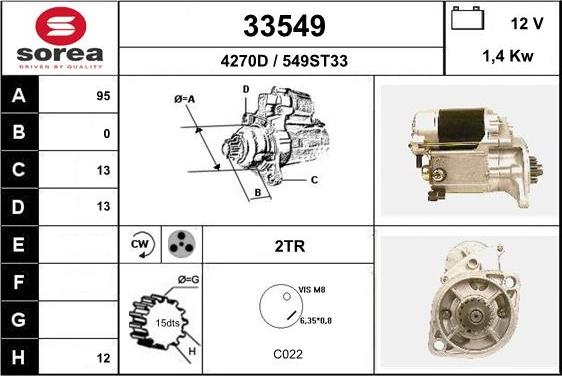 EAI 33549 - Starter autospares.lv