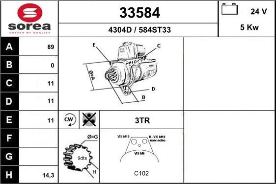 EAI 33584 - Starter autospares.lv