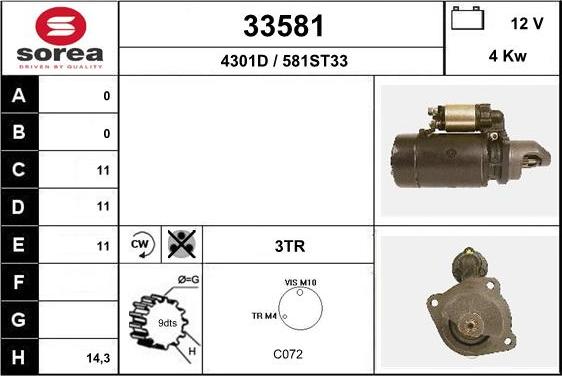 EAI 33581 - Starter autospares.lv