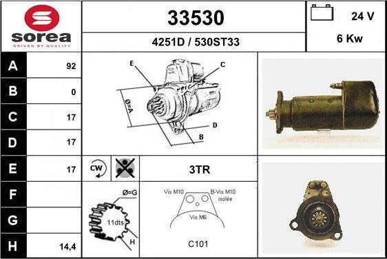 EAI 33530 - Starter autospares.lv