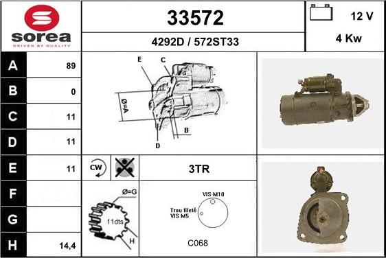 EAI 33572 - Starter autospares.lv