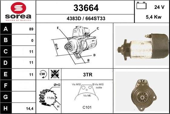 EAI 33664 - Starter autospares.lv