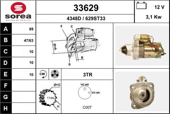 EAI 33629 - Starter autospares.lv