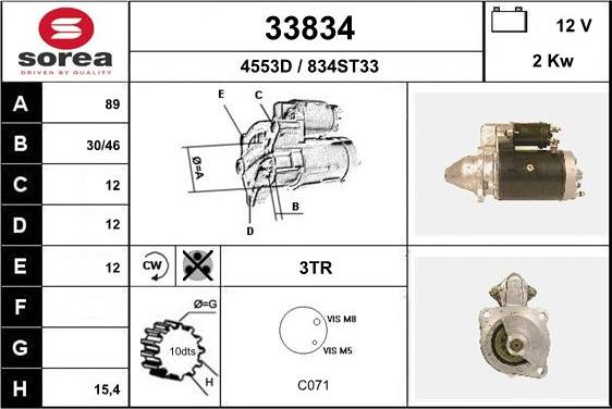 EAI 33834 - Starter autospares.lv