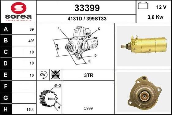 EAI 33399 - Starter autospares.lv